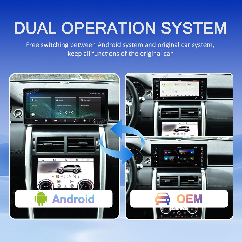 VIKNAV 12.3 Inch Android Car Radio AC panel For Land Rover Discovery Sport L550 2015-2019 Auto Stereo Screen Upgrade Wireless Carplay GPS Navigation Multimedia Player
