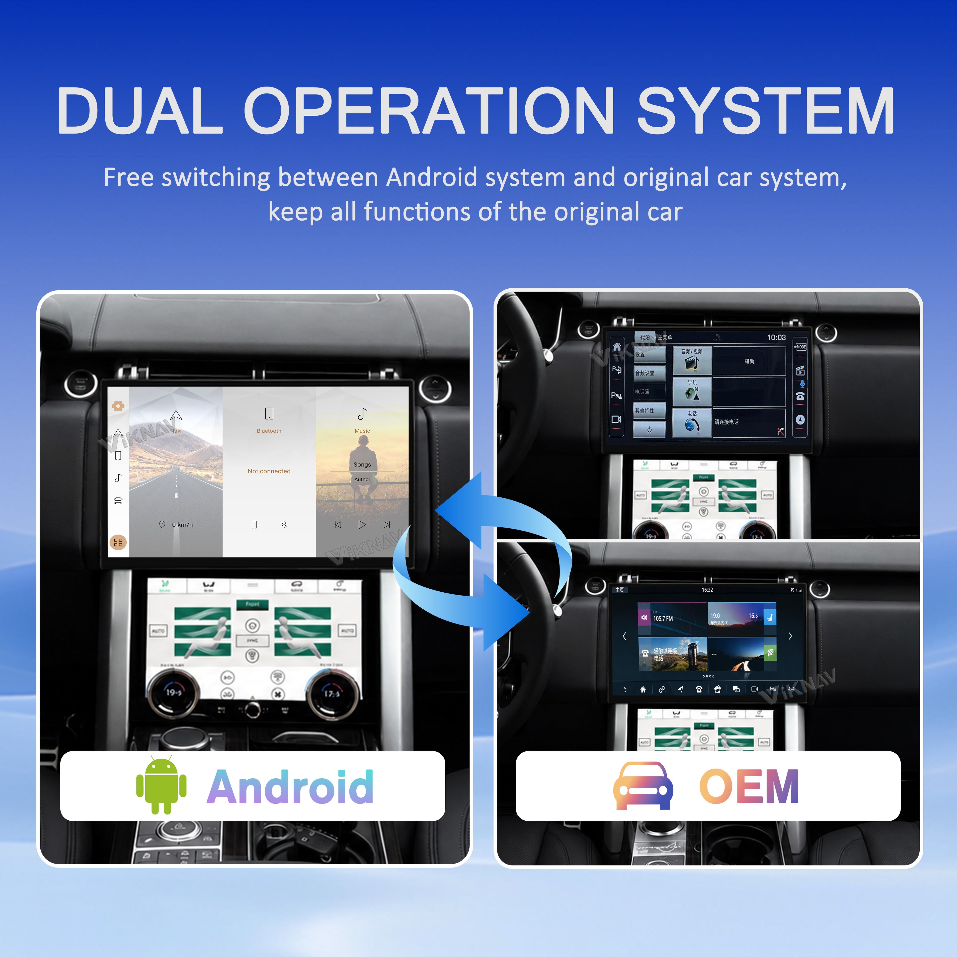 VIKNAV 13.3 Inch Android Car Radio AC panel for Land Rover Range Rover Vogue L405 2013-2017 Auto Stereo Screen Upgrade Wireless Carplay GPS Navigation Multimedia Player