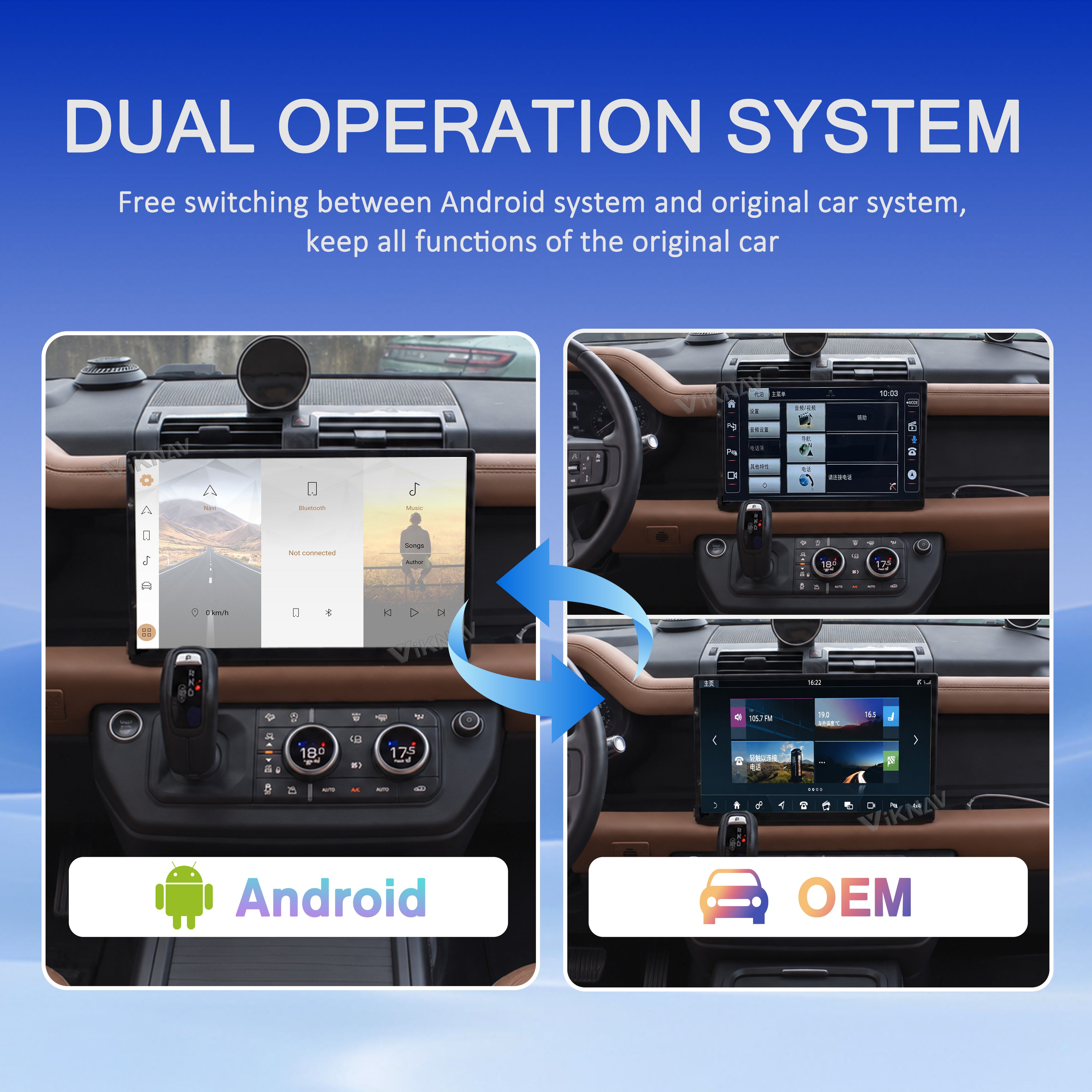 VIKNAV 13.3 Inch Android Car Radio AC panel For Land Rover Range Rover Defender 2018-2024 Auto Stereo Screen Upgrade Wireless Carplay GPS Navigation Multimedia Player