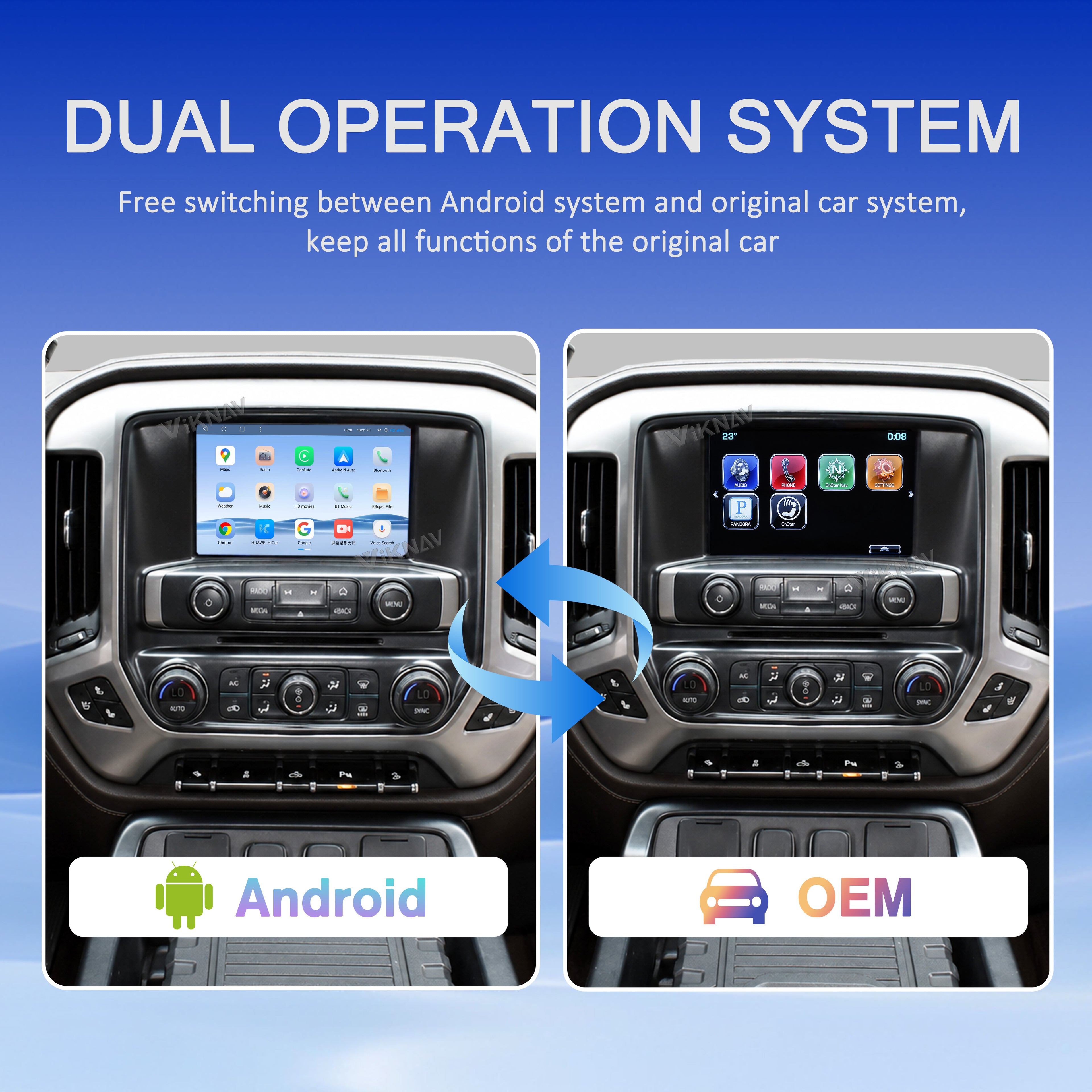 VIKNAV Android Carplay Decoder Box For Chevrolet Silverado GMC SIERRA 1500 2014-2018 GPS Navigation Multimedia player Auto Stereo Only Support OEM 8 Inch Screen