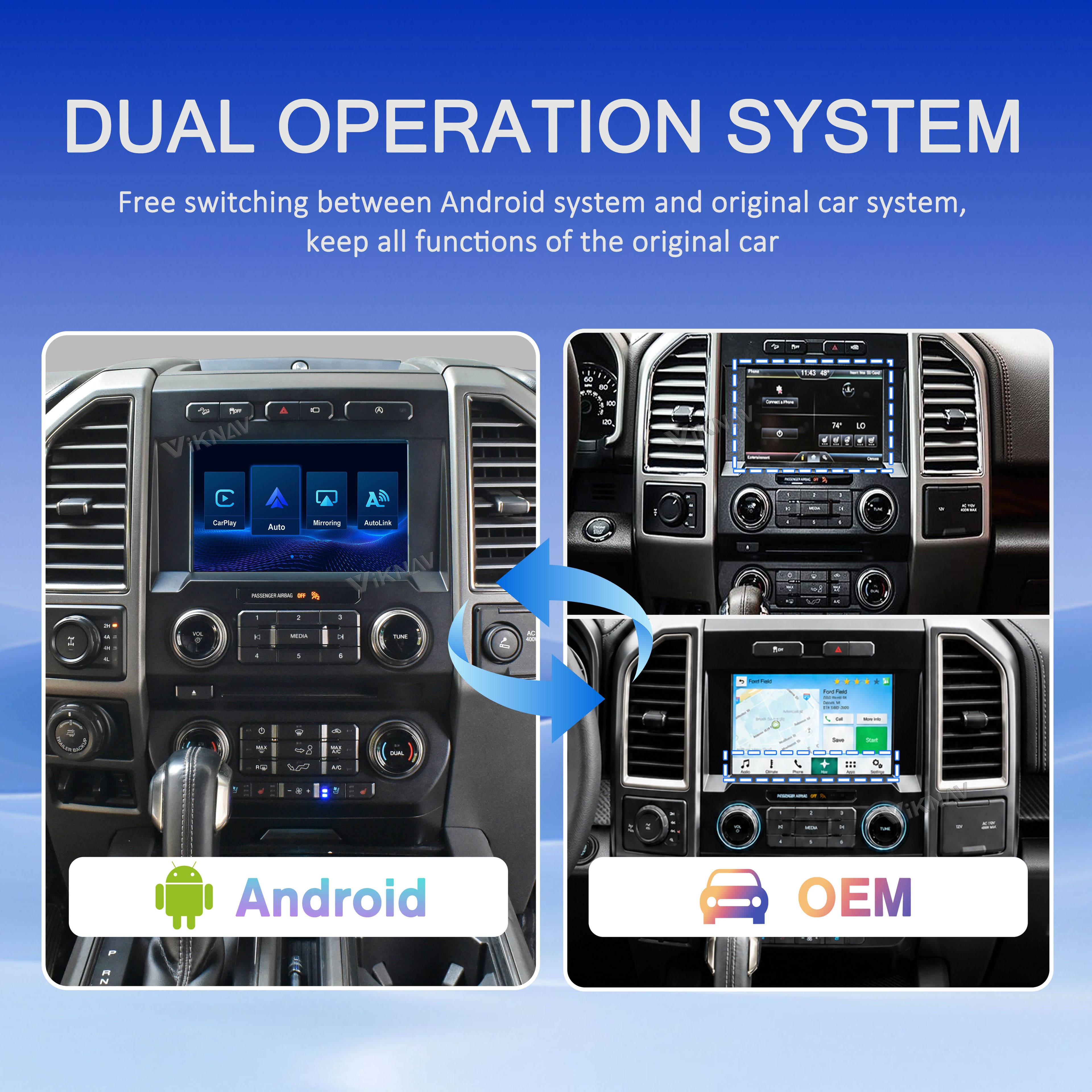 VIKNAV Linux Carplay Android Auto Decoder Box For Ford F150 Raptor Expedition Explorer Mustang Mondeo Fusion Escape Focus Edge C-max SYNC2 SYNC3