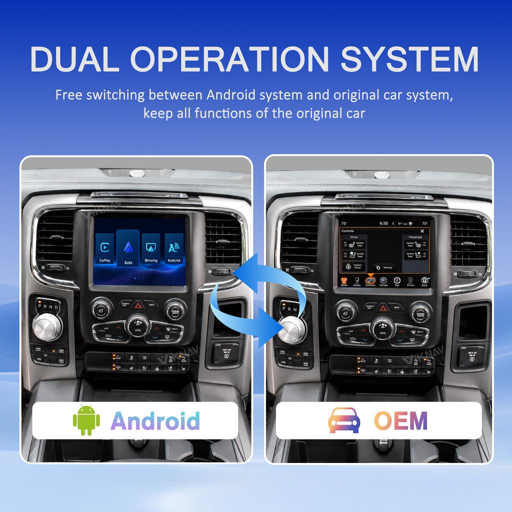 VIKNAV Wireless CarPlay Android Auto Decoder Linux Interface Box Upgrade for Dodge Ram 2013-2018