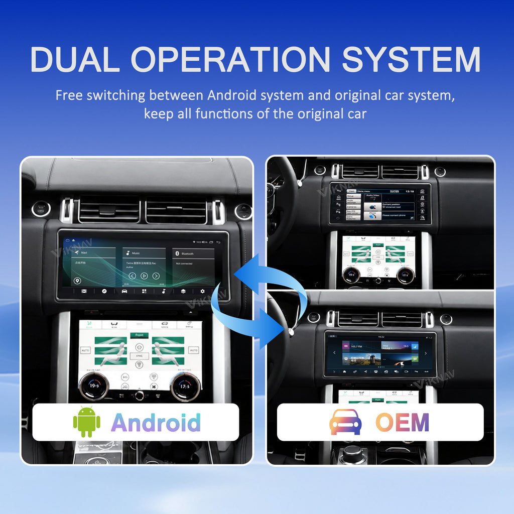 VIKNAV 12.3 Inch Android Car Radio AC panel for Land Rover Range Rover Vogue L405 2013-2017 Auto Stereo Screen Upgrade Wireless Carplay GPS Navigation Multimedia Player