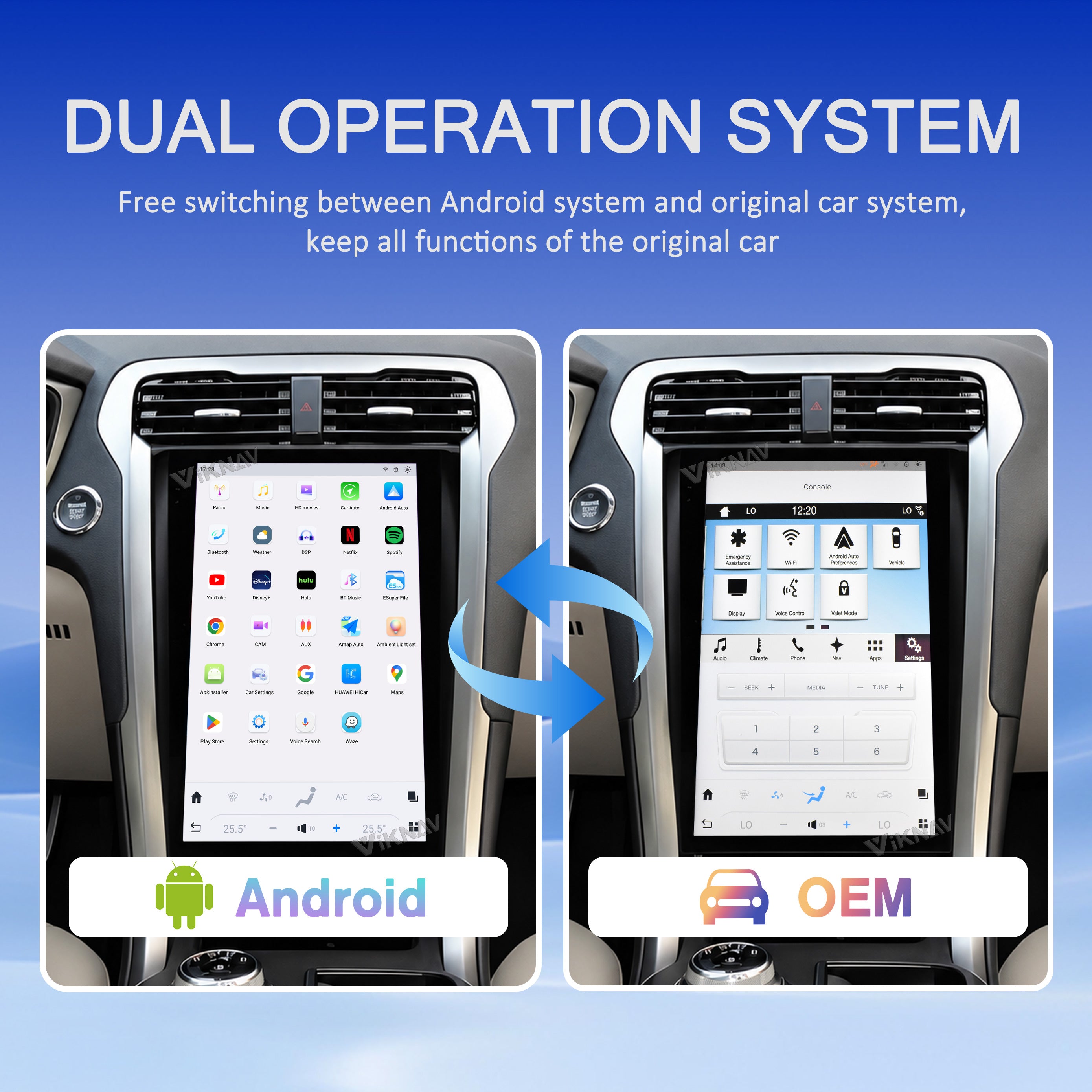 VIKNAV 14.4 Inch Android Car Radio For Ford Mondeo 2013-2021 Auto Stereo Screen Upgrade