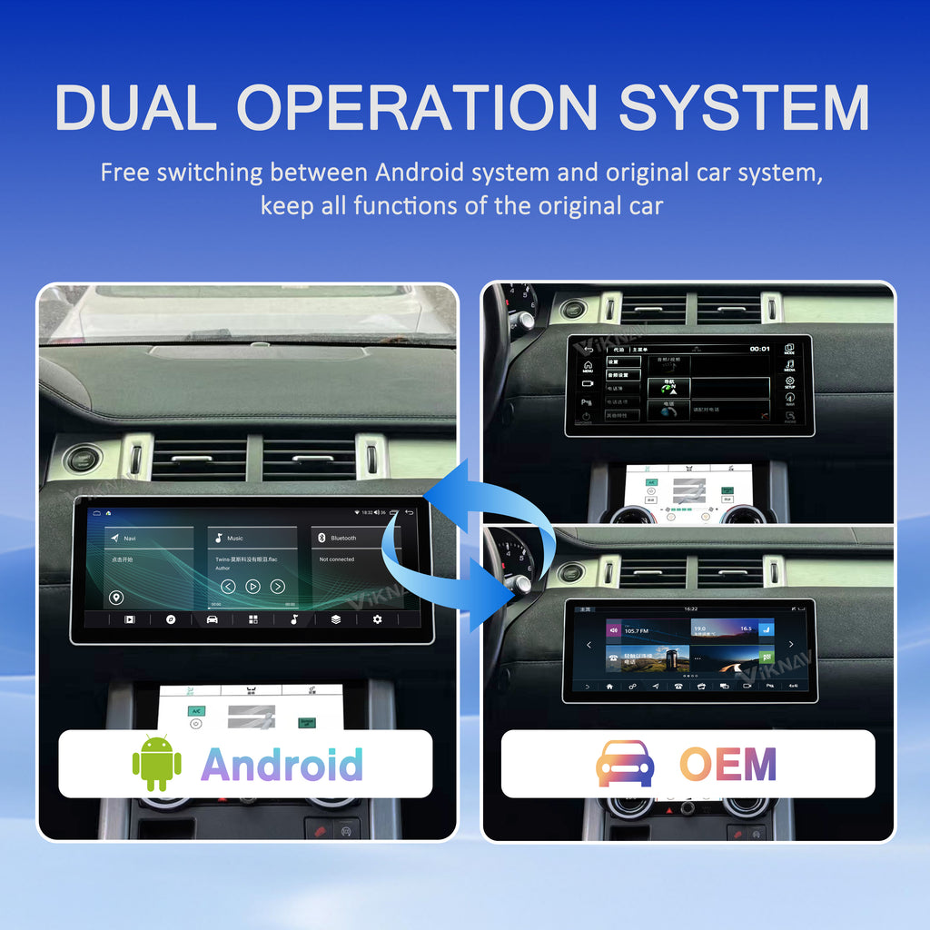 VIKNAV 12.3 Inch Android Car Radio AC panel for Land Rover Range Rover Evoque L538 2013-2017 Auto Stereo Screen Upgrade Wireless Carplay GPS Navigation Multimedia Player