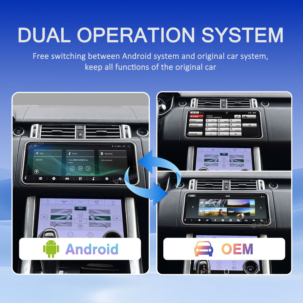 VIKNAV 12.3 Inch Android Car Radio and AC panel for Land Rover Range Rover Sport L494 2013-2017 Auto Stereo Screen Upgrade Wireless Carplay GPS Navigation Multimedia Player