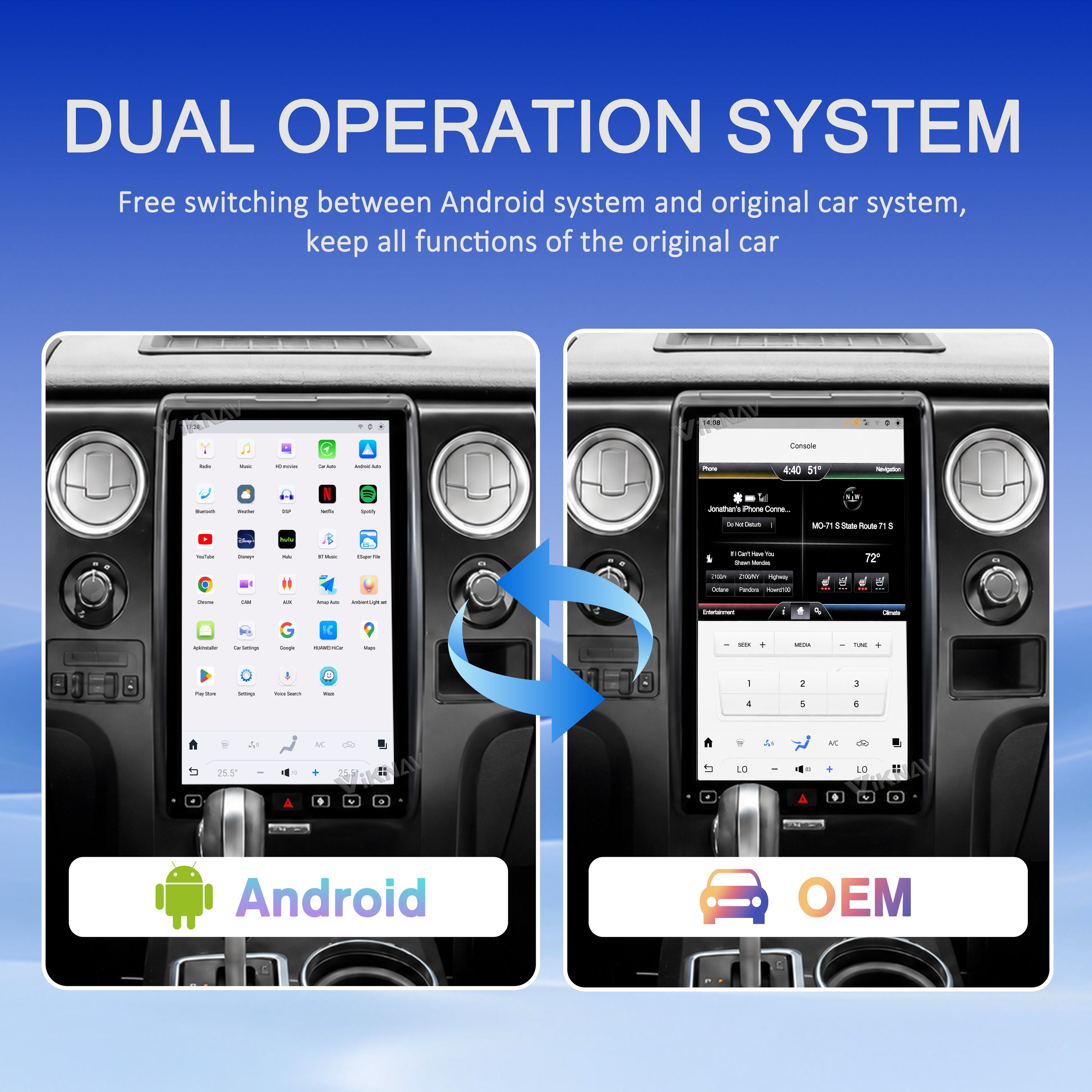 VIKNAV 14.4 Inch Android Car Radio For Ford F150 F250 F450 Raptor 2013-2014 Auto Stereo Screen Upgrade