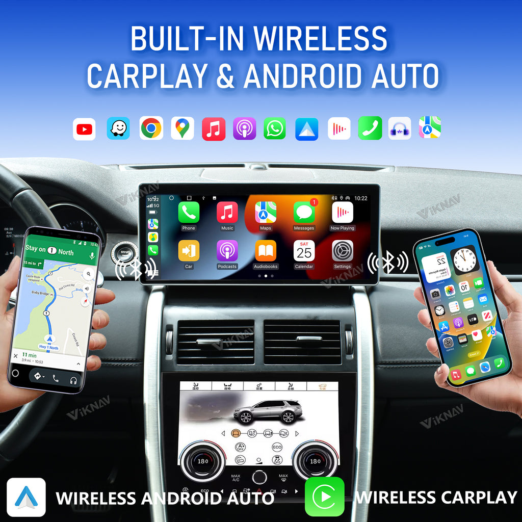 VIKNAV 12.3 Inch Android Car Radio AC panel For Land Rover Discovery Sport L550 2015-2019 Auto Stereo Screen Upgrade Wireless Carplay GPS Navigation Multimedia Player