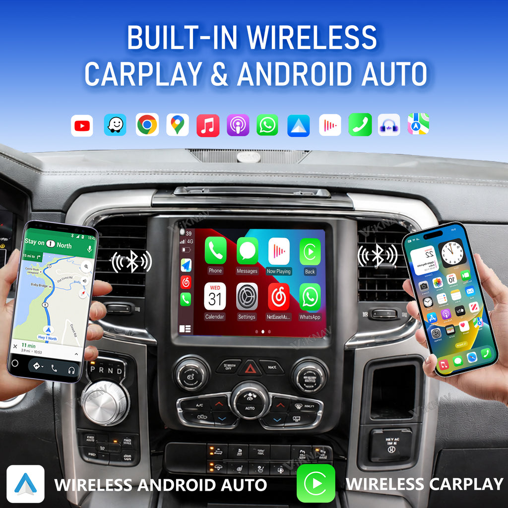 VIKNAV Wireless CarPlay Android Auto Decoder Linux Interface Box Upgrade for Dodge Ram 2013-2018