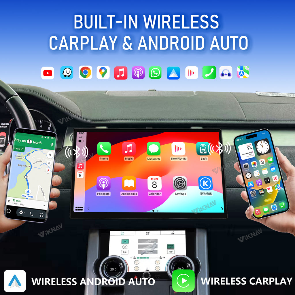 VIKNAV 13.3 Inch Android Car Radio AC panel for Land Rover Range Rover Evoque L538 2013-2017 Auto Stereo Screen Upgrade Wireless Carplay GPS Navigation Multimedia Player