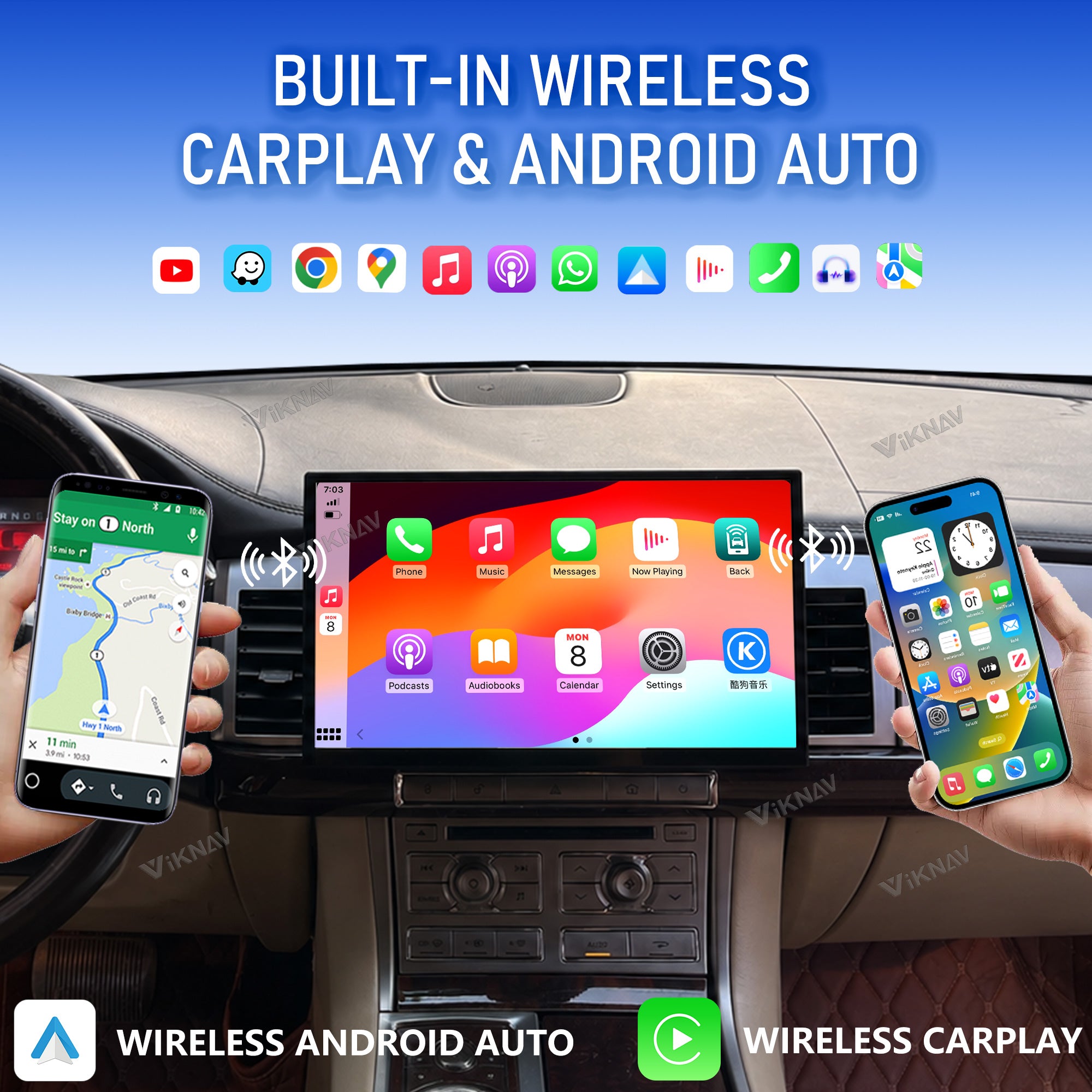 VIKNAV 13 Inch Android Car Radio For Jaguar XF 2009-2015 Auto Stereo Screen Upgrade Wireless Carplay GPS Navigation Multimedia Player