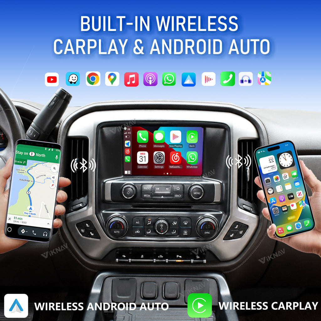 VIKNAV Android Carplay Decoder Box For Chevrolet Silverado GMC SIERRA 1500 2014-2018 GPS Navigation Multimedia player Auto Stereo Only Support OEM 8 Inch Screen