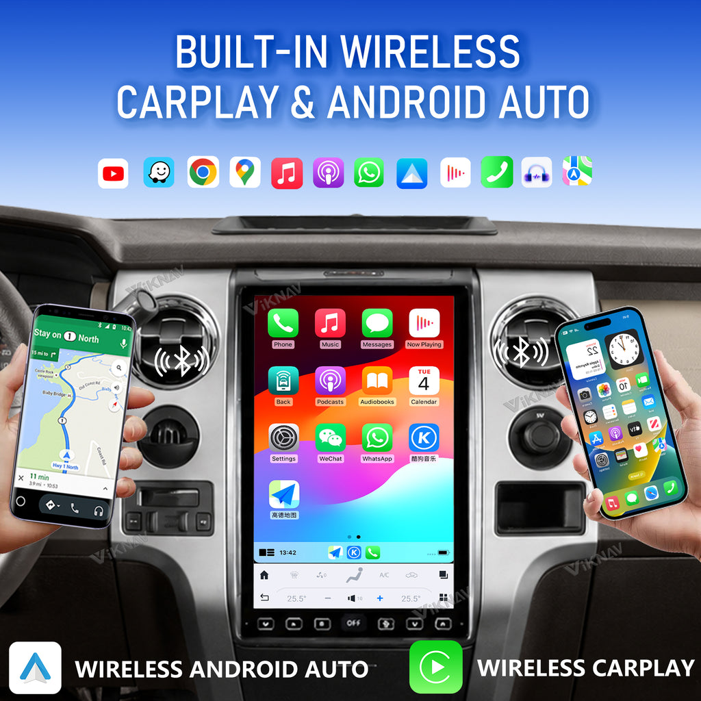 VIKNAV 12.1 Inch Android Car Radio For Ford F150 Raptor 2009-2012 Auto Stereo Screen Upgrade