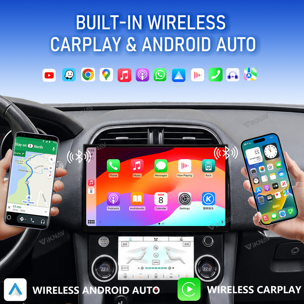 VIKNAV 13 Inch Android Car Radio AC Panel For Jaguar XE XEL XF F-PACE 2016-2019 Auto Stereo Screen Upgrade Wireless Carplay GPS Navigation Multimedia Player