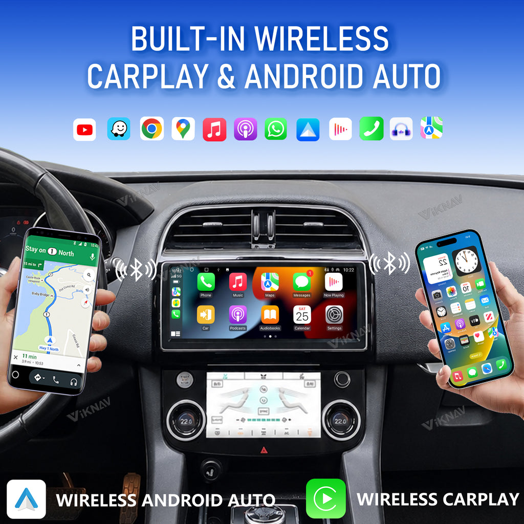 VIKNAV 10.25 Inch Android Car Radio AC Panel For Jaguar XE XEL XF F-PACE 2016-2019 Auto Stereo Screen Upgrade Wireless Carplay GPS Navigation Multimedia Player