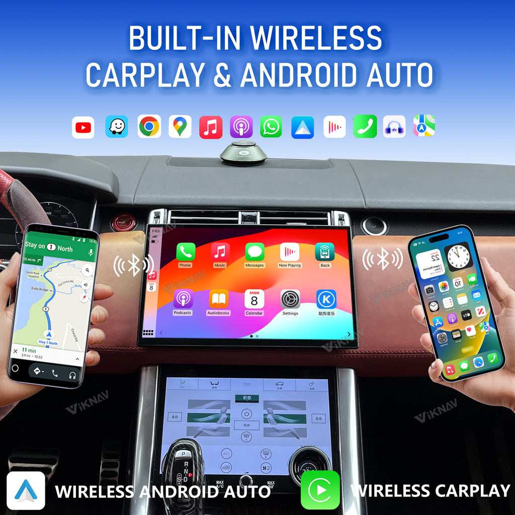VIKNAV 13.3 Inch Android Car Radio and AC panel for Land Rover Range Rover Sport L494 2013-2017 Auto Stereo Screen Upgrade Wireless Carplay GPS Navigation Multimedia Player