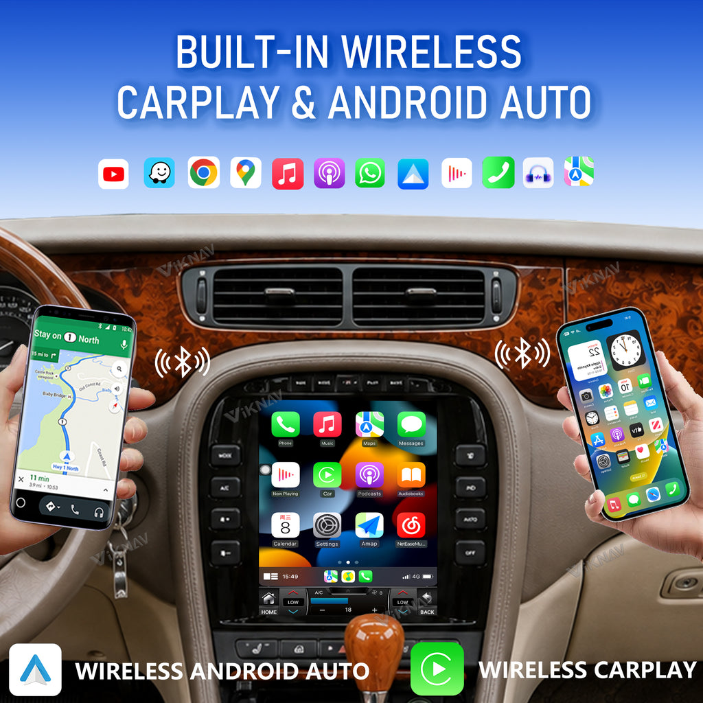 VIKNAV 9.7 Inch Android Car Radio For Jaguar S-TYPE 2004-2008 Auto Stereo Screen Upgrade Wireless Carplay GPS Navigation Multimedia Player