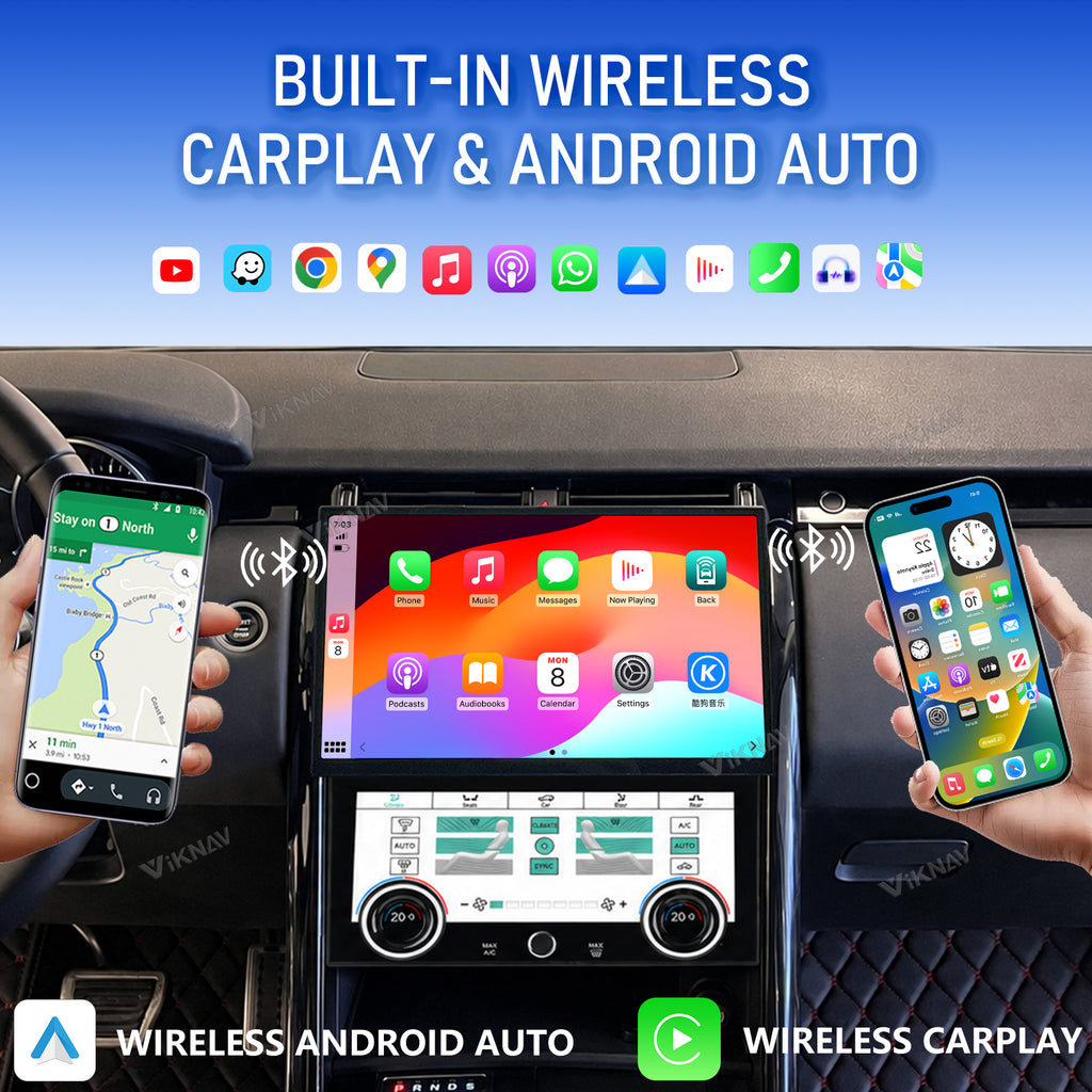VIKNAV 13 Inch Android Car Radio And AC panel for Land Rover Range Rover Discovery 5 2017-2020 Auto Stereo Screen Upgrade Wireless Carplay GPS Navigation Multimedia Player