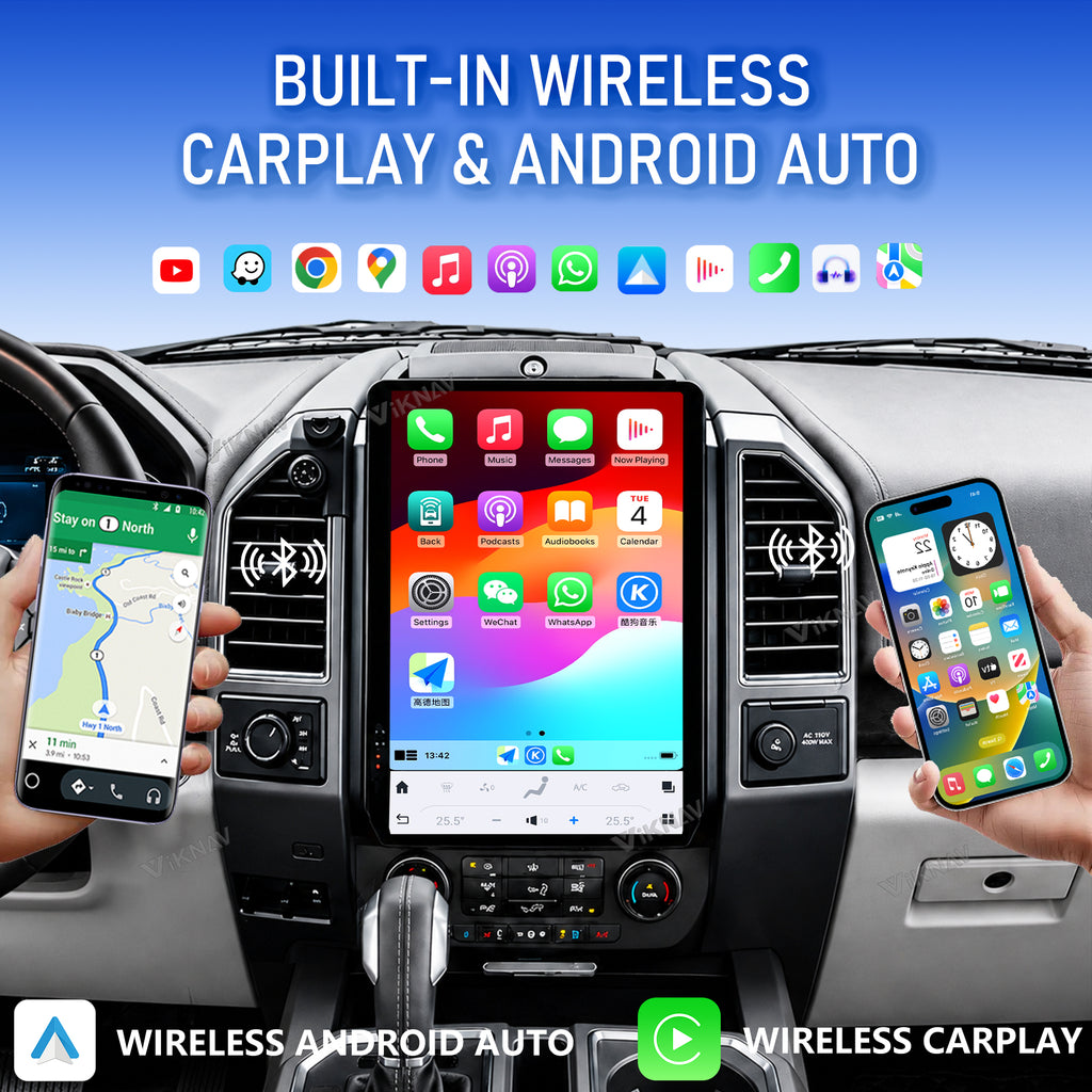 VIKNAV 14.4 Inch Android Car Radio For Ford F150 F250 F450 Raptor 2015-2020 Auto Stereo Screen Upgrade