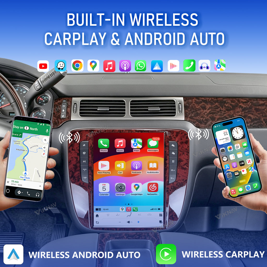 VIKNAV 12.1 Inch Car Radio For GMC YUKON/Chevy Suburban Tahoe 2007-2013 GPS Navigation Upgrade Android Auto Stereo Screen Wireless Carplay