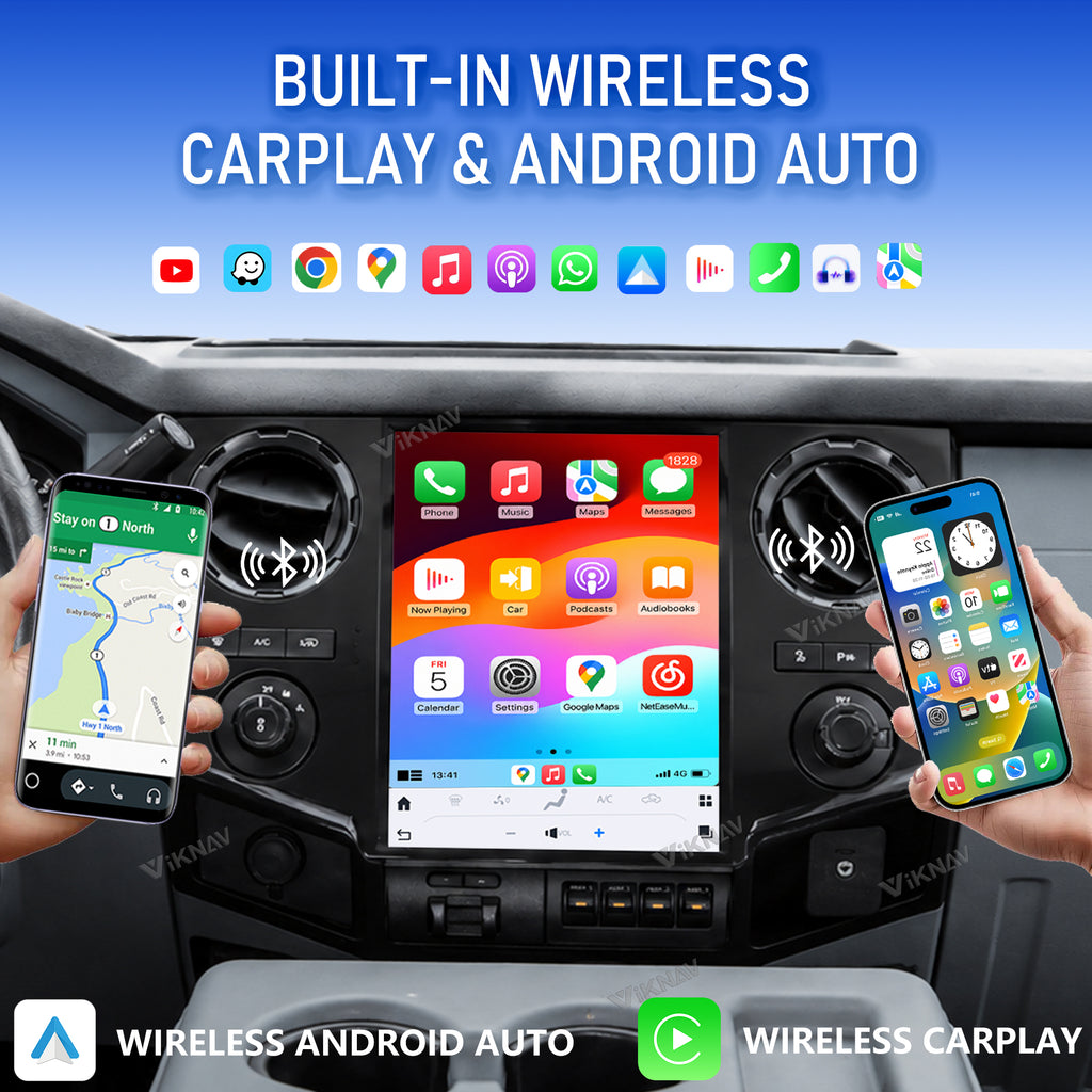 VIKNAV 12.1 Inch Android Car Radio For Ford F250 F350 F450 F650 2009-2014 Auto Stereo Screen Upgrade