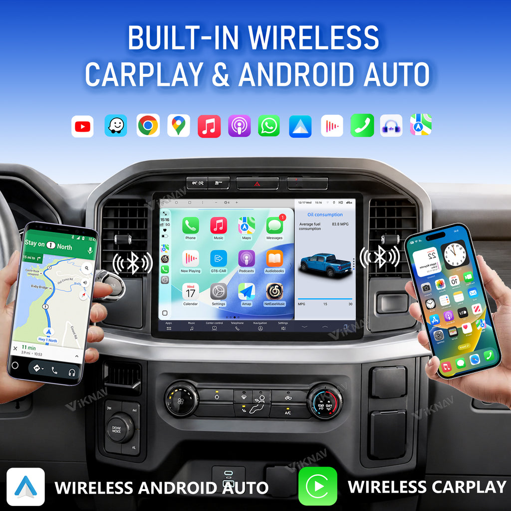 VIKNAV 12.7 Inch Android Car Radio For Ford F150 Raptor 2021-2026 Auto Stereo Screen Upgrade