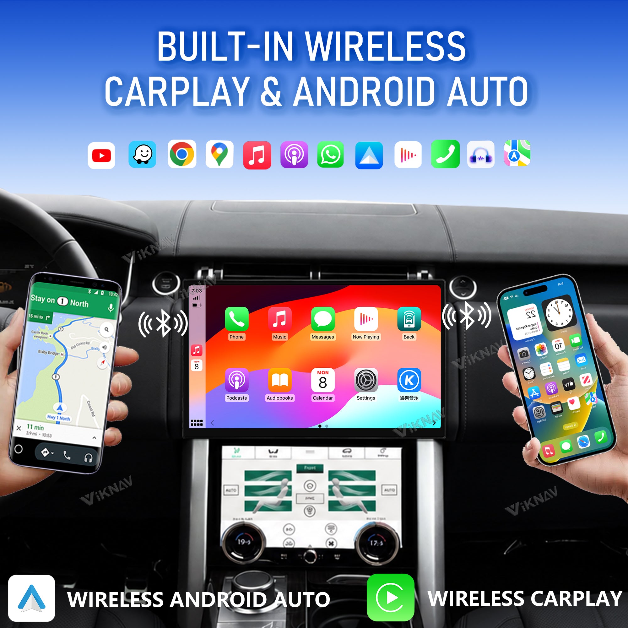 VIKNAV 13.3 Inch Android Car Radio AC panel for Land Rover Range Rover Vogue L405 2013-2017 Auto Stereo Screen Upgrade Wireless Carplay GPS Navigation Multimedia Player