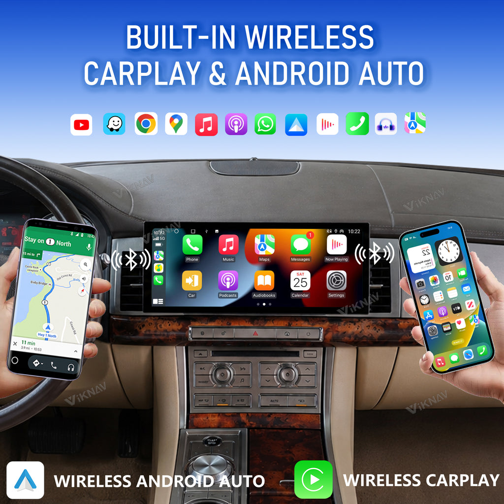 VIKNAV 12.3 Inch Android Car Radio For Jaguar XF 2009-2015 Auto Stereo Screen Upgrade Wireless Carplay GPS Navigation Multimedia Player