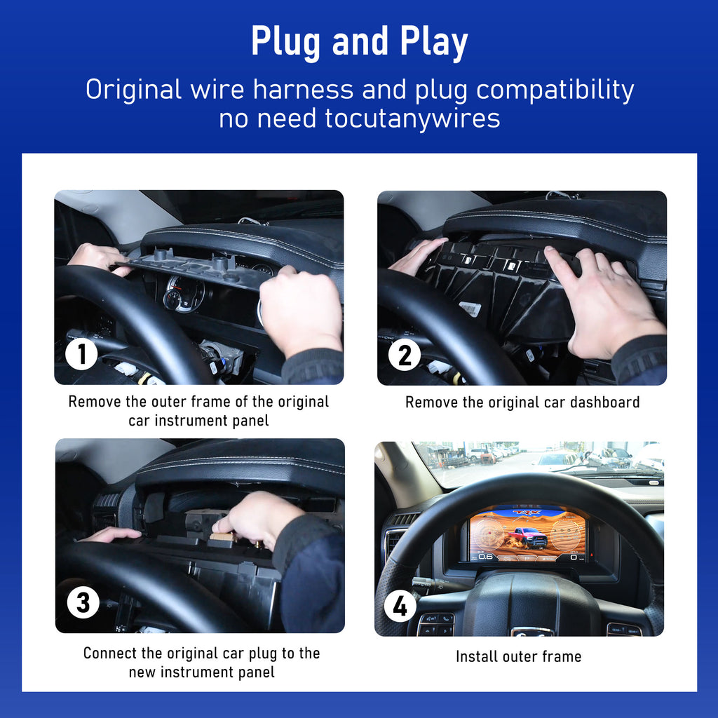 Viknav 13.1 inch Digital Cluster For Dodge Ram 1500 2500 3500 2013-2018 LCD Instrument Speedometer Dashboard Panel