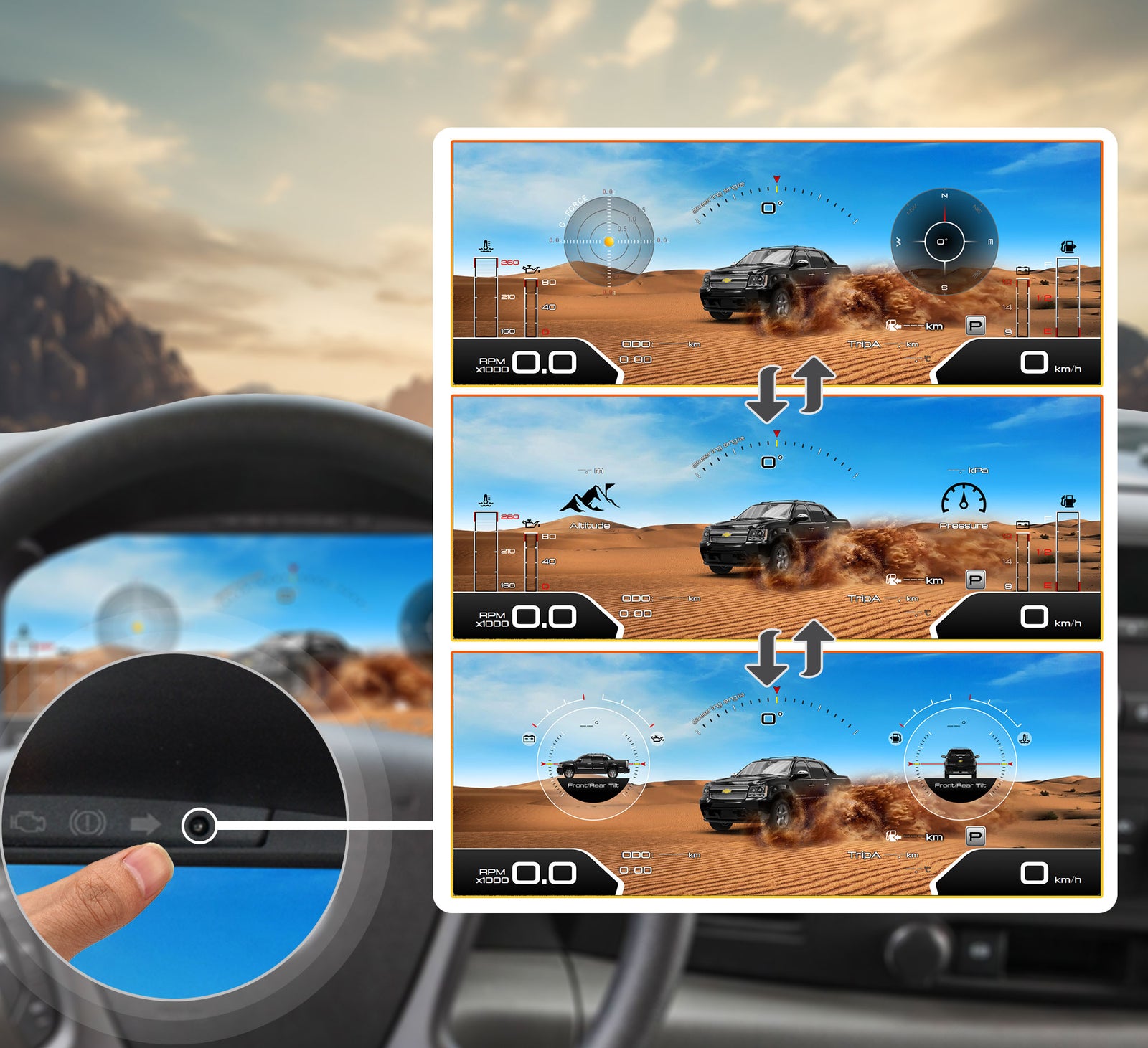 One-Touch Switch to Professional Off-Road View