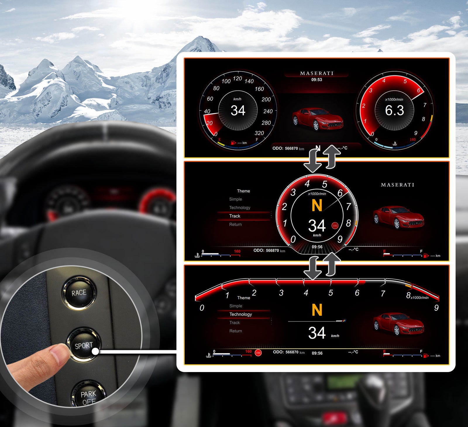 One-Touch Switch to Professional Off-Road View