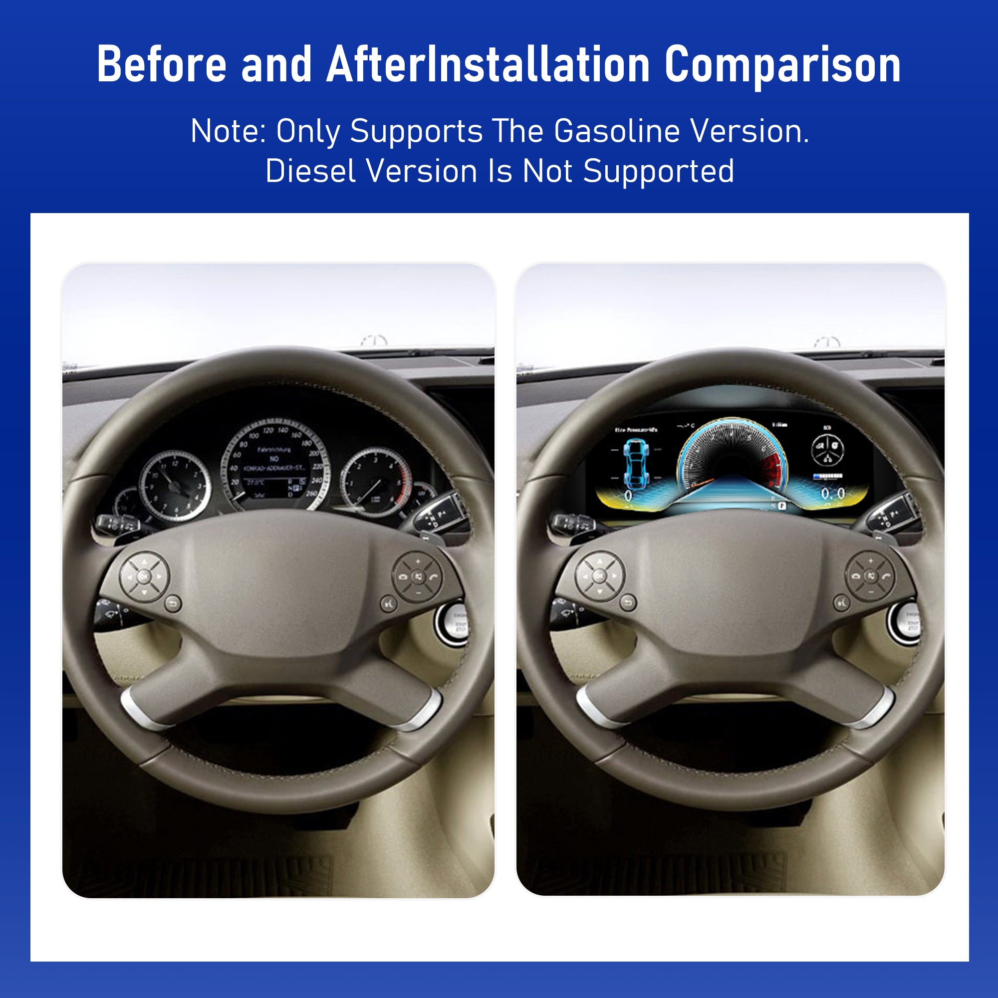 Viknav 12.3 Inch Digital Cluster Dashboard For Mercedes Benz E- Class W212 2010-2013 LCD Digital Instrument Full Screen Upgrade Speedometer Panel Gauges Replacement Cockpit