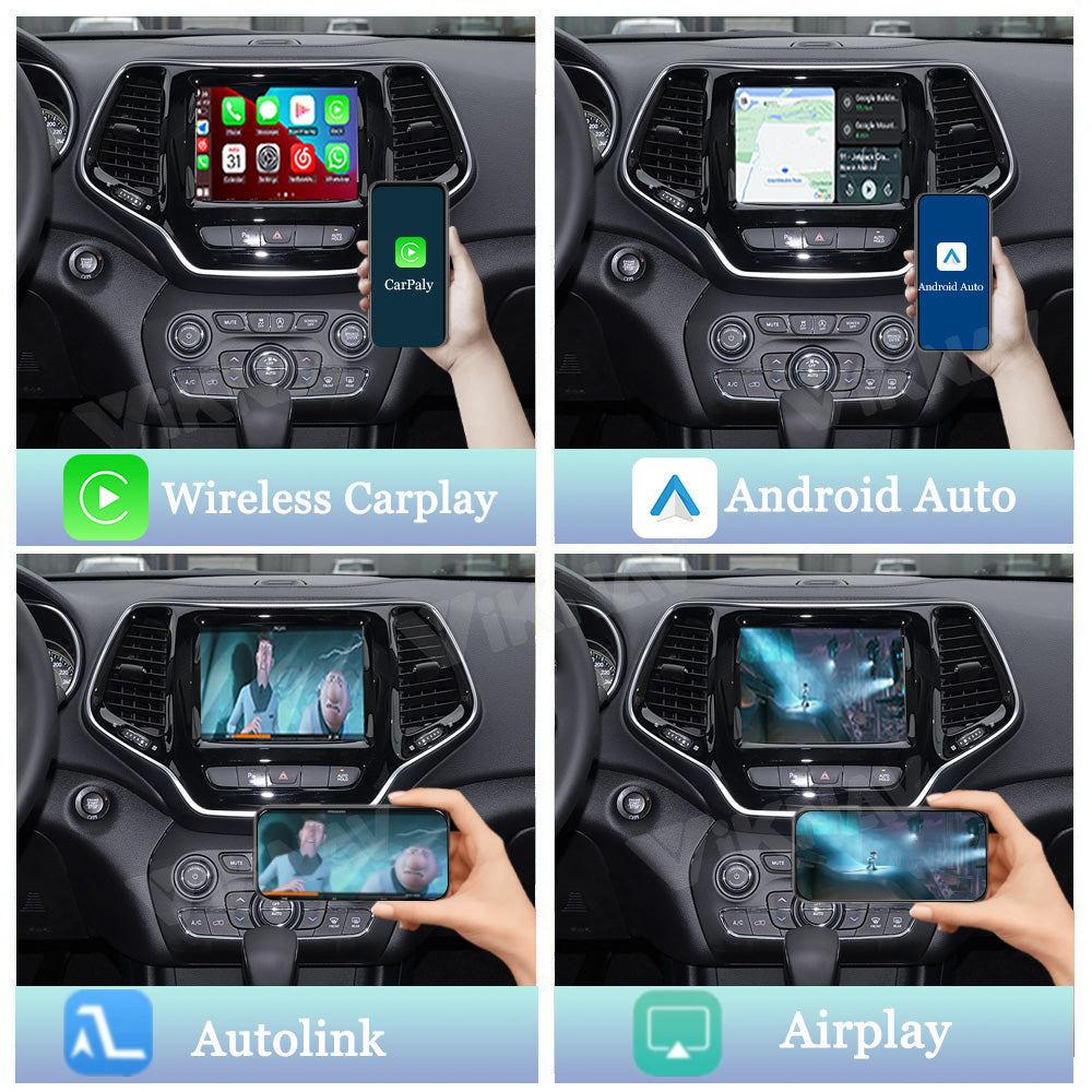 Viknav Linux System Wireless Carplay Android Auto Decoder Box for Jeep Cherokee 2014-2019 Upgrade Interface Autolink Airplay Decoding Box