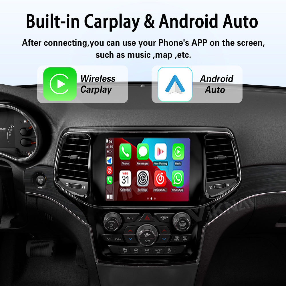 Viknav Linux System Wireless Carplay Android Auto Decoder Box for Jeep Grand Cherokee 2014-2019 Upgrade Interface Autolink Airplay Decoding Box