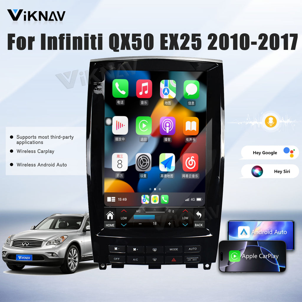 Viknav 12.1 inch Android Car Stereo For Infiniti QX50 EX25 2010-2017 Wireless CarPlay & Android Auto GPS Navigation Head Unit