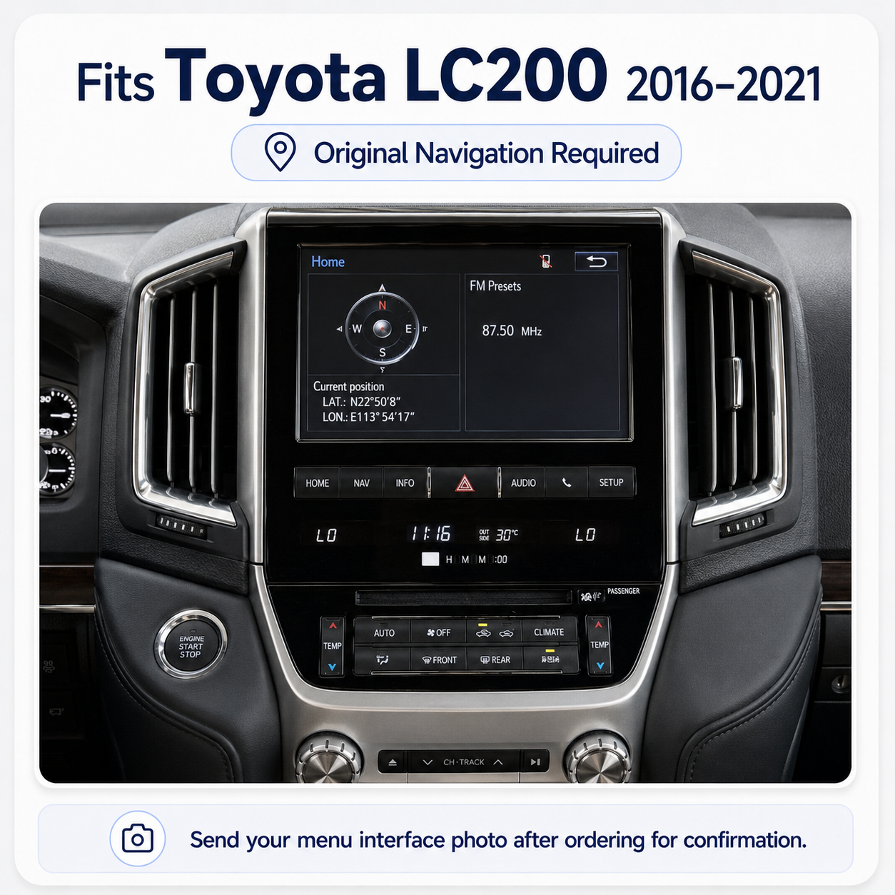 VIKNAV Wireless CarPlay Android Auto Decoder Linux Interface Box Upgrade for Toyota Land Cruiser LC200 2007–2021