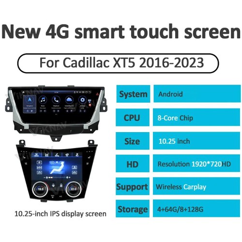 Car Stereo Radio LCD Screen For Cadillac XT5 XT6 2016-2023 Multimedia Player GPS Navigation Head Unit(128GB)