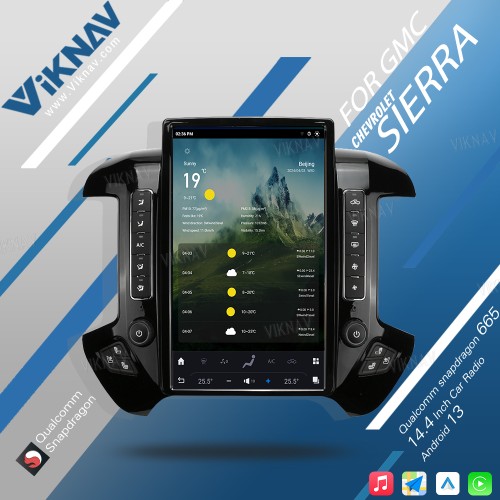 Viknav Car Radio For Chevrolet  Silverado / GMC SIERRA 2013-2018 HD Touch Screen Android Head Unit Wirless Carplay GPS Navigation Player Autoradio (black 128GB)