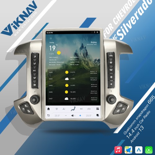 Viknav 14.4inch Car Radio For Chevrolet Silverado / GMC SIERRA 2013-2018 Touch Screen Android Head Unit GPS Navigation Player Autoradio(silvery 128GB)