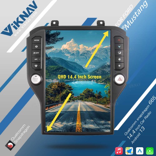 Viknav 14.4 inch Touch Screen Car Radio For Ford Mustang 2015-2022 Android Multimedia Player Head unit(S1 128)