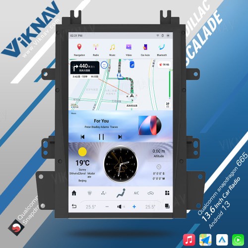 VIKNAV Touch Screen GPS Navigation For Cadillac Escalade 2008-2012 Wireless Carplay And Android Auto Car Radio Multimedia Player(128GB)