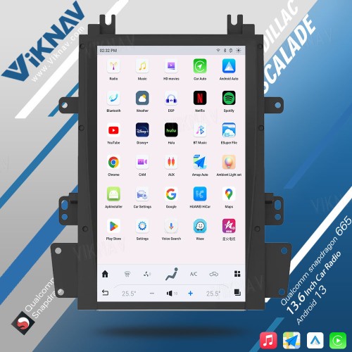 VIKNAV Touch Screen GPS Navigation For Cadillac Escalade 2008-2012 Wireless Carplay And Android Auto Car Radio Multimedia Player(128GB)