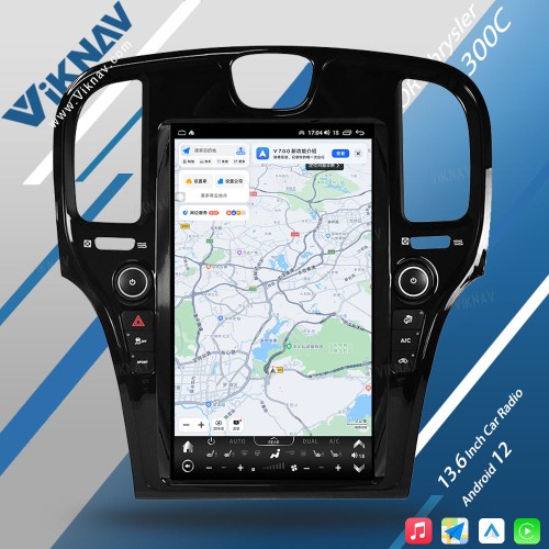 Viknav Car Radio For Chrysler 300C 2011-2023 Android Auto CarPlay 8 Core Autoaudio GPS Navigation Player Stereo Head unit (BLACK-128GB)