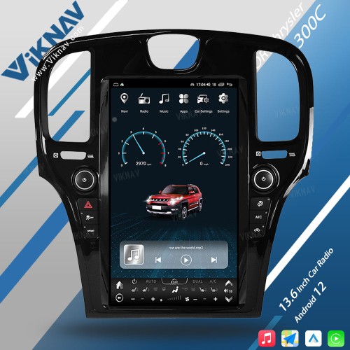 Viknav Car Radio For Chrysler 300C 2011-2023 Android Auto CarPlay 8 Core Autoaudio GPS Navigation Player Stereo Head unit (BLACK-128GB)