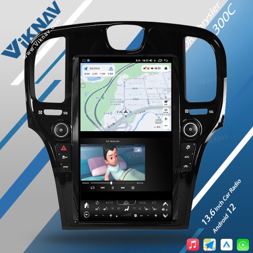 Viknav Car Radio For Chrysler 300C 2011-2023 Android Auto CarPlay 8 Core Autoaudio GPS Navigation Player Stereo Head unit (BLACK-128GB)