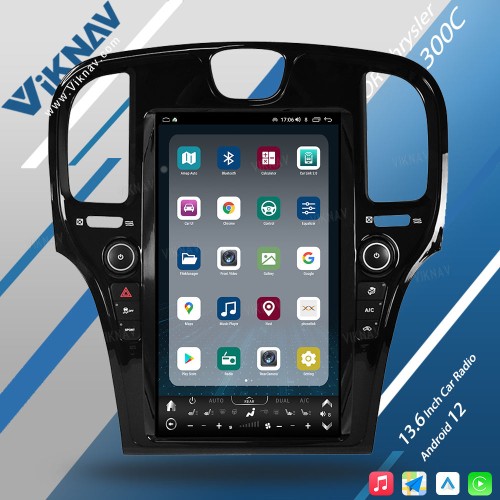 Viknav Car Radio For Chrysler 300C 2011-2023 Android Auto CarPlay 8 Core Autoaudio GPS Navigation Player Stereo Head unit (BLACK-128GB)