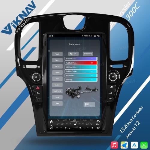 Viknav Car Radio For Chrysler 300C 2011-2023 Android Auto CarPlay 8 Core Autoaudio GPS Navigation Player Stereo Head unit (BLACK-128GB)