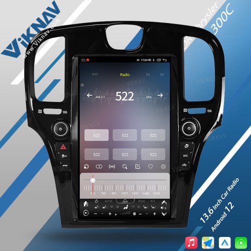 Viknav Car Radio For Chrysler 300C 2011-2023 Android Auto CarPlay 8 Core Autoaudio GPS Navigation Player Stereo Head unit (BLACK-128GB)