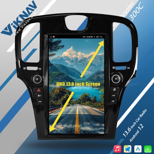 Viknav Car Radio For Chrysler 300C 2011-2023 Android Auto CarPlay 8 Core Autoaudio GPS Navigation Player Stereo Head unit (BLACK-128GB)