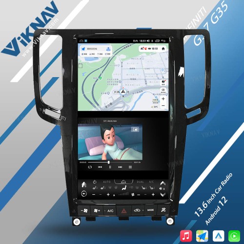 Viknav 13.6 INCH Car Radio For Infiniti G37 G35 Q40 Q60 2007-2015 wireless Carplay Android Auto Car GPS Navigation  LCD Display Screen Multimedia player (64GB）